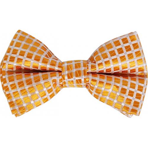 Daniel Ellissa Honey Checked Design 100% Silk Bow Tie / Hanky Set